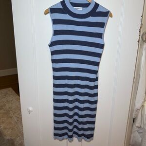 Calvin Klein Blue Striped Midi Dress